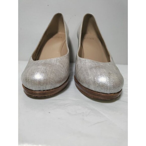 Stuart Weitzman Slip On Stiletto Heels Platform Pump Shoes Linen Pale Summer 10N - Picture 4 of 10